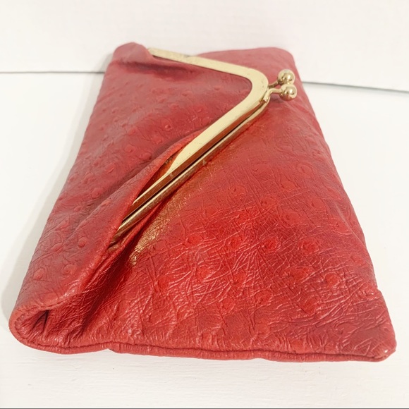 Unbranded Leather Envelope Clutch KissLock Closure - Picture 7 of 12